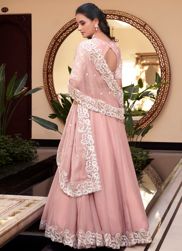 Perfect pink Bollywood silk Sweet 16 and party lehenga choli.